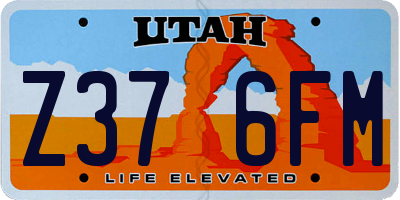 UT license plate Z376FM