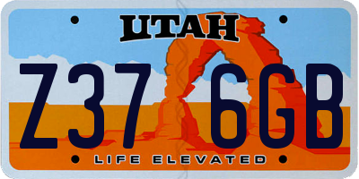 UT license plate Z376GB