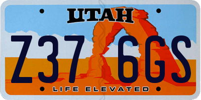 UT license plate Z376GS