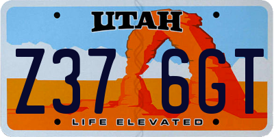 UT license plate Z376GT