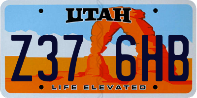 UT license plate Z376HB