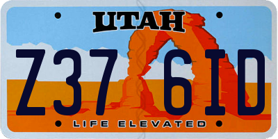 UT license plate Z376ID