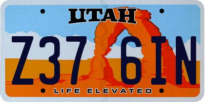 UT license plate Z376IN