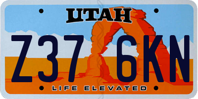 UT license plate Z376KN