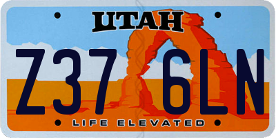 UT license plate Z376LN