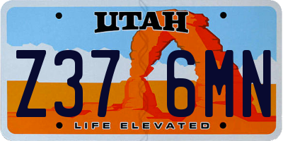 UT license plate Z376MN