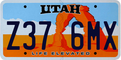 UT license plate Z376MX