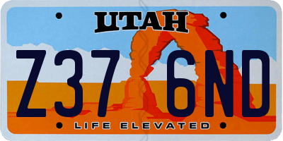 UT license plate Z376ND