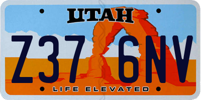 UT license plate Z376NV