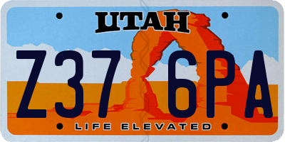 UT license plate Z376PA