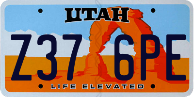 UT license plate Z376PE