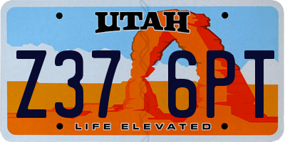 UT license plate Z376PT