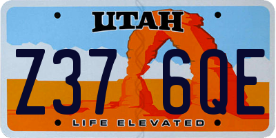 UT license plate Z376QE