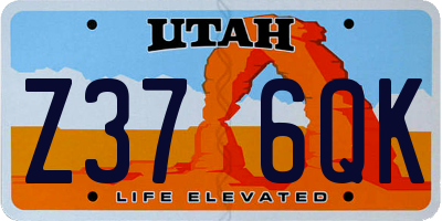 UT license plate Z376QK