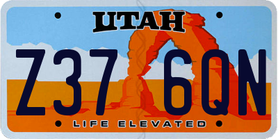 UT license plate Z376QN