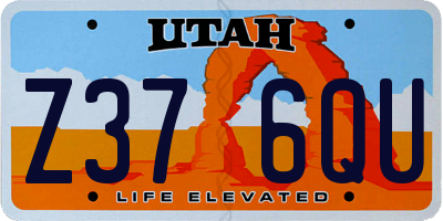 UT license plate Z376QU