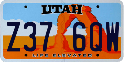 UT license plate Z376QW
