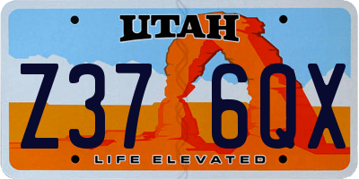 UT license plate Z376QX