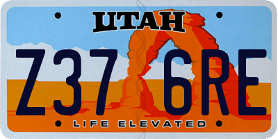 UT license plate Z376RE