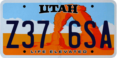 UT license plate Z376SA
