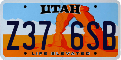UT license plate Z376SB