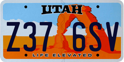 UT license plate Z376SV