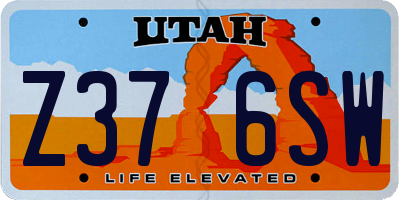 UT license plate Z376SW