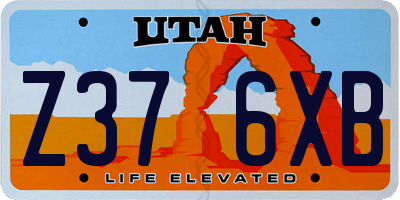 UT license plate Z376XB