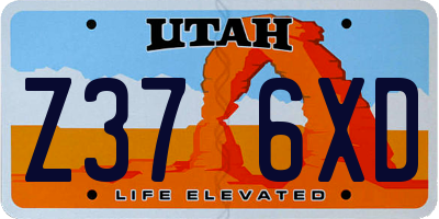 UT license plate Z376XD