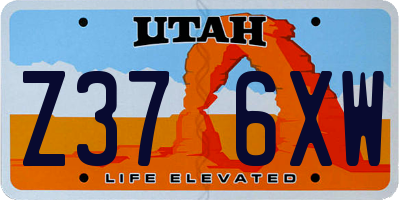 UT license plate Z376XW