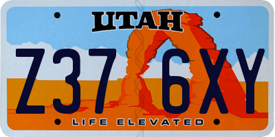 UT license plate Z376XY