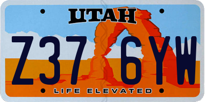 UT license plate Z376YW