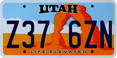 UT license plate Z376ZN