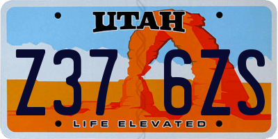 UT license plate Z376ZS