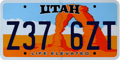 UT license plate Z376ZT