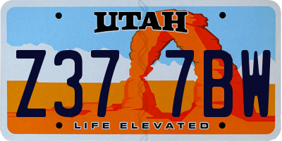 UT license plate Z377BW