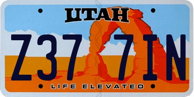 UT license plate Z377IN