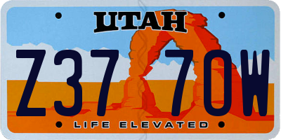 UT license plate Z377OW