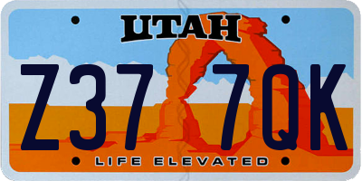 UT license plate Z377QK