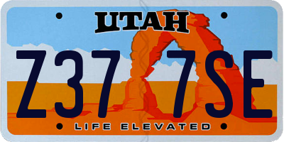 UT license plate Z377SE