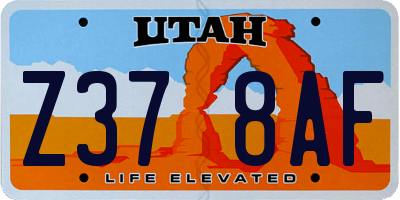 UT license plate Z378AF
