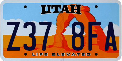UT license plate Z378FA