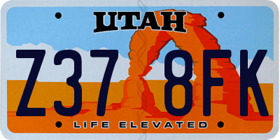 UT license plate Z378FK