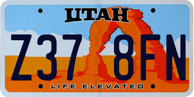 UT license plate Z378FN