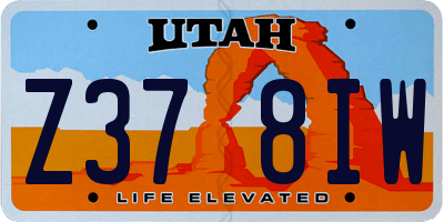 UT license plate Z378IW