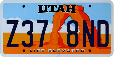 UT license plate Z378ND