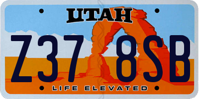 UT license plate Z378SB