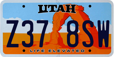 UT license plate Z378SW