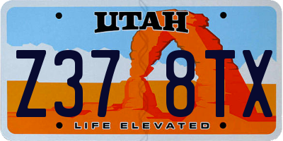 UT license plate Z378TX