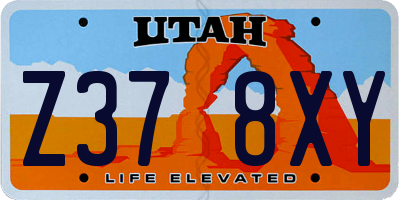 UT license plate Z378XY
